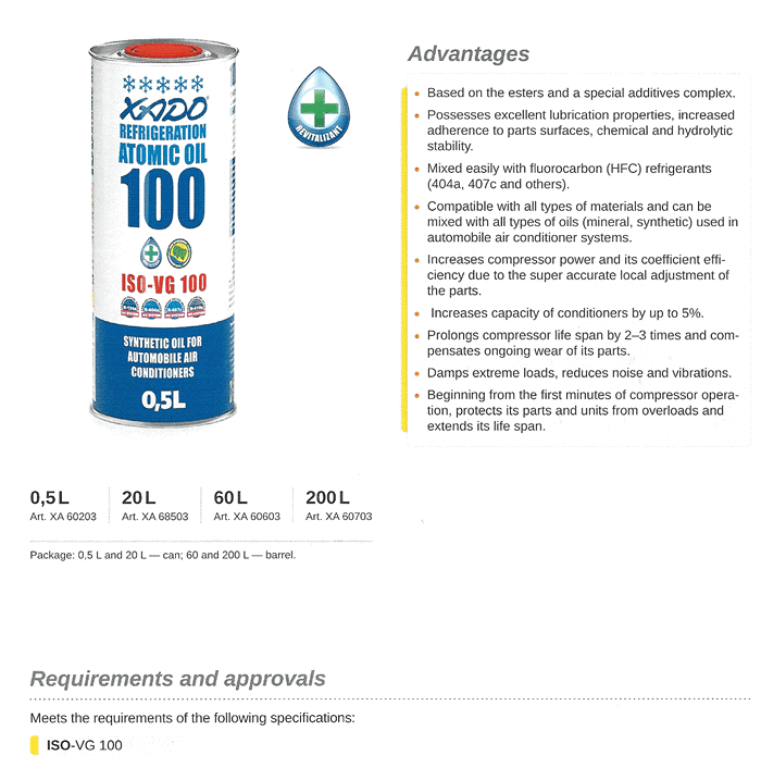 Xado UK Air conditioning 100 Refrigerant Air Conditioning 100 Refrigerant